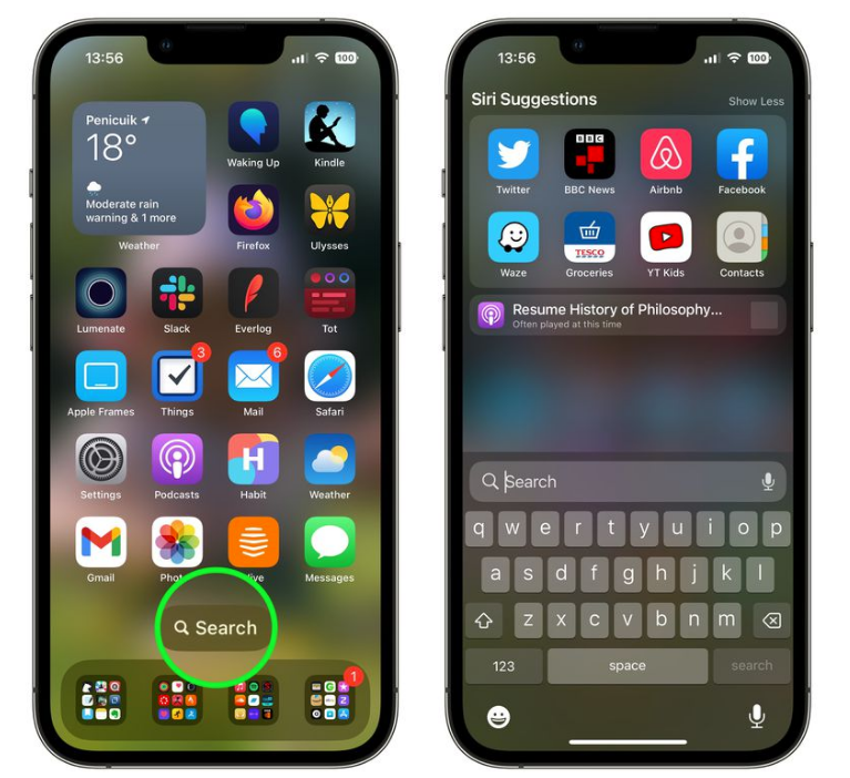 平武苹果手机维修分享升级到 iOS 16 后，如何删除主屏幕上的搜索按钮 