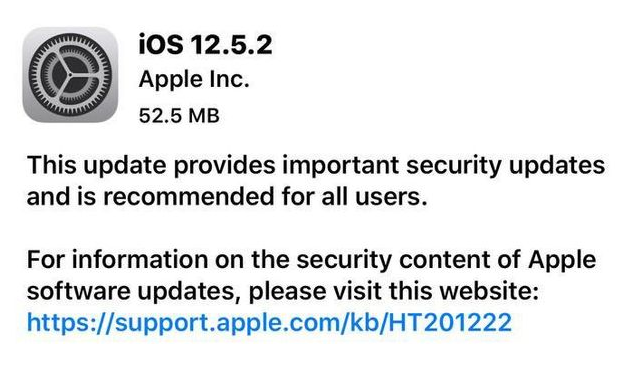 平武苹果手机维修分享iOS12.5.2发布，建议所有老苹果用户安装 